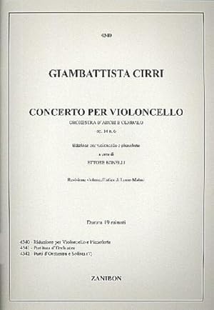 Bild des Verkufers fr Konzert C-Dur op.14,6 frVioloncello, Streicher und Bc : fr Violoncello und Klavier zum Verkauf von AHA-BUCH GmbH