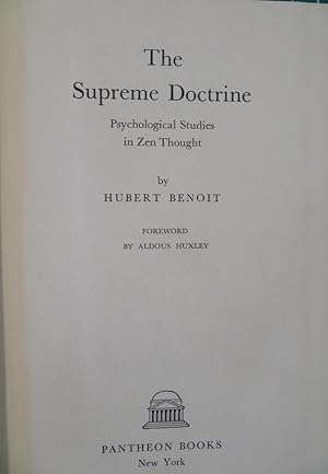 Seller image for SUPREME DOCTRINE: Psychological Studies in Zen Thought for sale by By The Way Books