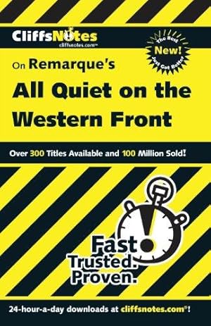 Bild des Verkufers fr CliffsNotes On Remarque's All Quiet on the Western Front (CliffsNotes on Literature) zum Verkauf von WeBuyBooks