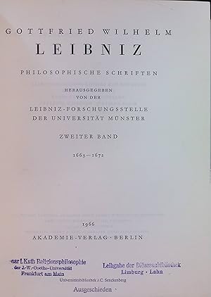 Bild des Verkufers fr Gottfried Wilhelm Leibniz, 6. Reihe: Philosophische Schriften, 2. Bd.: 1663-1672 zum Verkauf von books4less (Versandantiquariat Petra Gros GmbH & Co. KG)