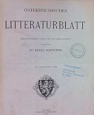 Seller image for sterreichisches Litteraturblatt, 3. Jahrgang: 1894 for sale by books4less (Versandantiquariat Petra Gros GmbH & Co. KG)