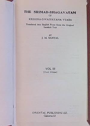 Image du vendeur pour The Srimad-Bhagavatam of Krishna-Dwaipayana Vyasa, vol. 3 mis en vente par books4less (Versandantiquariat Petra Gros GmbH & Co. KG)