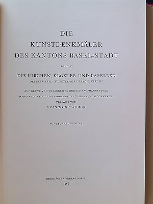 Imagen del vendedor de Die Kunstdenkmler des Kantons Basel-Stadt, Bd. 5: Die Kirchen, Klster und Kapellen Die Kunstdenkmler der Schweiz a la venta por books4less (Versandantiquariat Petra Gros GmbH & Co. KG)