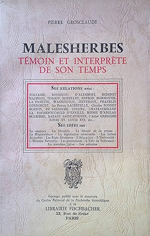 Bild des Verkufers fr Malesherbes: Tmoin et Interprte de son Temps zum Verkauf von books4less (Versandantiquariat Petra Gros GmbH & Co. KG)