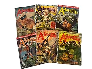 Archive of WWII-Dated Pulp Magazine "Adventure" with Wonderfully Flashy Covers of American GI's W...
