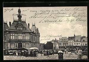 Carte postale Chauny, Place-Hôtel de Ville