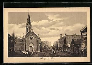 Carte postale Missy bei Laon, vue de la rue avec l'Église