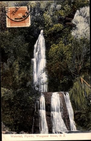 Ansichtskarte / Postkarte Wanganui Manawatu Neuseeland, Pipiriki, Wasserfall, Wanganui Fluss