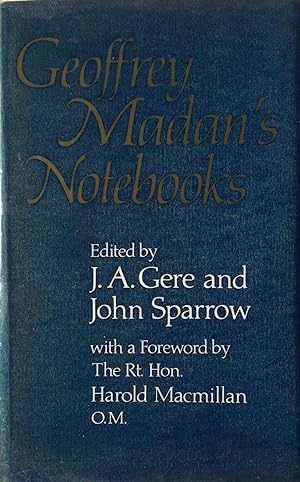 Seller image for Geoffrey Madan's Notebooks. (Edited by J.A. Gere and John Sparrow) for sale by R.G. Watkins Books and Prints