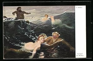 Immagine del venditore per Knstler-Ansichtskarte Arnold Bcklin: Im Spiel der Wellen, Nixen und Zentauren im Meer venduto da Bartko-Reher