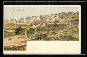 Künstler-Lithographie Richard Hegedüs-Geiger: Bethlehem, Panorama