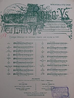 LALO Edouard Le Roi d'Ys No 14 bis Chant Piano 1908
