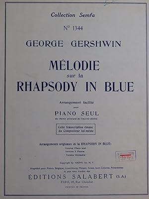 Seller image for GERSHWIN George Mlodie sur la Rhapsodie in Blue Piano for sale by partitions-anciennes