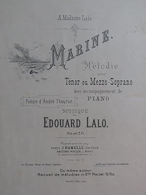 LALO Edouard Marine Chant Piano 1913