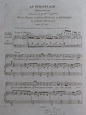 DÉSARGUS Xavier Le Persiflage Chant Piano ou Harpe ca1830