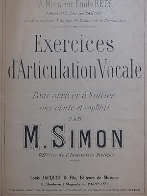 SIMON M. Exercices d'Articulation Vocale Solfège 1944