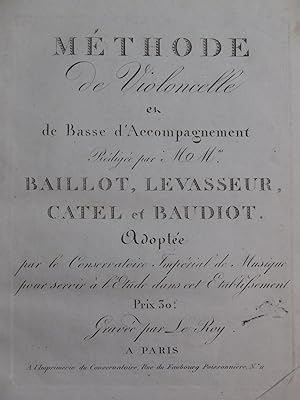 BAILLOT LEVASSEUR CATEL BAUDIOT Méthode de Violoncelle ca1800