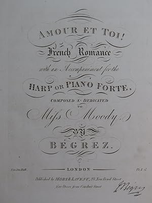 BÉGREZ Pierre-Ignace Amour et Toi Signature Chant Piano ou Harpe ca1820