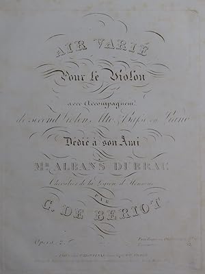 DE BÉRIOT Charles Air Varié op 2 Violon Piano ca1830