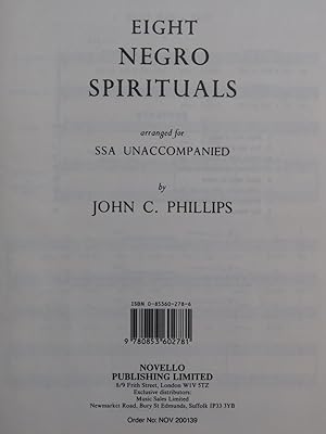 PHILLIPS John C. Eight Negro Sprirituals Chant