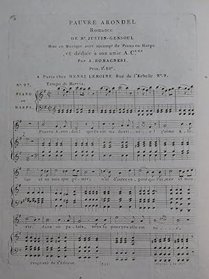 ROMAGNESI Antoine Pauvre Arondel Chant Piano ou Harpe ca1820