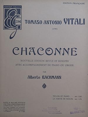 VITALI Tomaso Antonio Chaconne Violon Piano ou Orgue