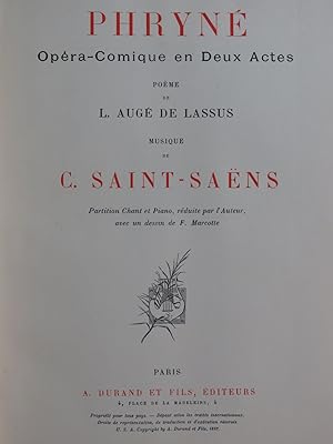 SAINT-SAËNS Camille Phryné Opéra Chant Piano 1893