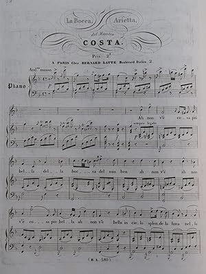 COSTA Michele La Bocca Arietta Chant Piano ca1835