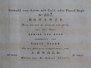 SPOHR Louis Romanze Zemire und Azor Chant Piano ou Guitare ca1820