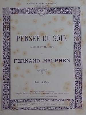 HALPHEN Fernand Pensée du Soir Chant Piano 1895