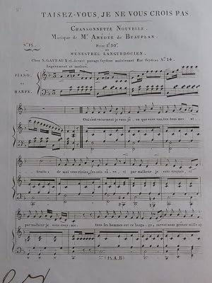 DE BEAUPLAN Amédée Taisez-vous, je ne vous crois pas Chant Piano ou Harpe ca1820