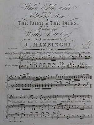 MAZZINGHI Joseph Wake Edith Wake Chant Piano ca1820