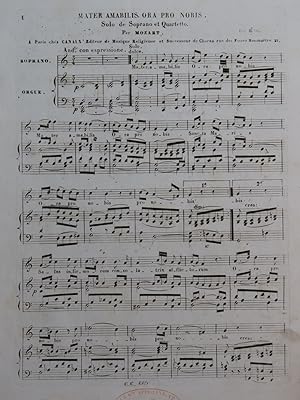 MOZART W. A. Mater Amabilis Ora Pro Nobis Chant Orgue ca1840