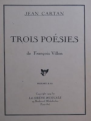 CARTAN Jean Trois Poésies Dédicace Chant Piano 1929