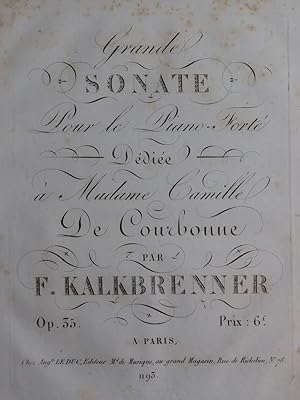 KALKBRENNER Frédéric Grande Sonate op 35 Piano ca1820