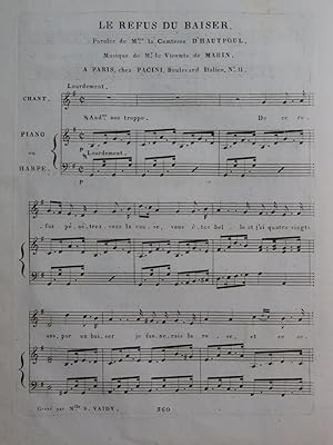 MARIN Le Refus du Baiser Chant Piano ou Harpe ca1830