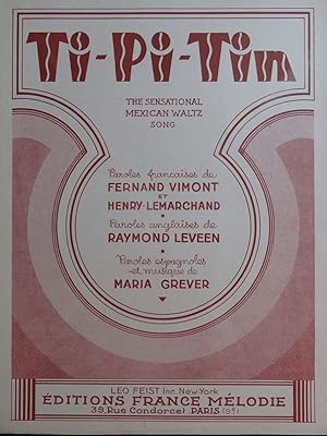 Imagen del vendedor de GREVER Maria Ti-Pi-Tin Chant Piano 1938 a la venta por partitions-anciennes