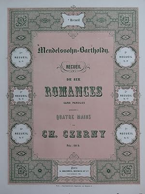 MENDELSSOHN Recueil No 5 Romances sans Paroles op 62 Piano 4 mains ca1855