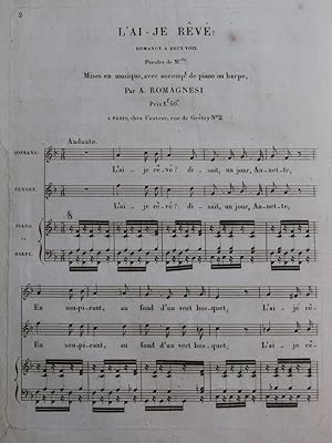 Image du vendeur pour ROMAGNESI Antoine L'Ai-je Rv Chant Piano ou Harpe ca1830 mis en vente par partitions-anciennes