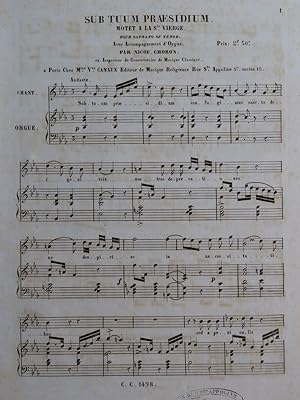 NICOU-CHORON Sub Tuum Praesidium Chant Orgue ca1840
