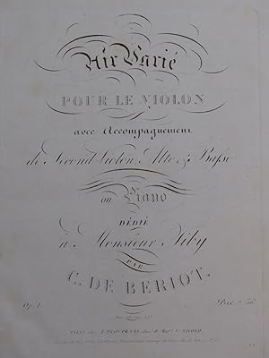 DE BÉRIOT Charles Air Varié op 1 Violon Piano ca1830