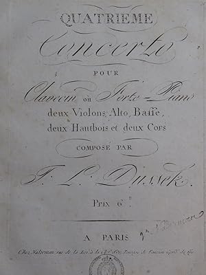 DUSSEK J. L. Concerto No 4 Clavecin ou Piano ca1800