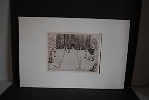 Bild des Verkufers fr Vorhof einer Kirche mit Personen". zum Verkauf von Antiquariat C. Dorothea Mller