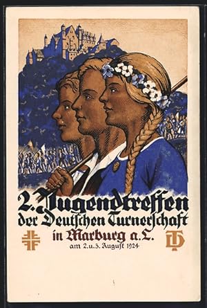Ansichtskarte Marburg a. L., 2. Jugendtreffen der Deutschen Turnerschaft