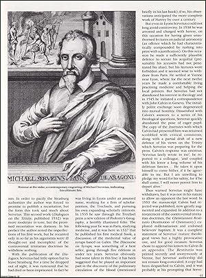 Seller image for Michael Servetus & The Limits of Tolerance : How Life & Death of a Radical Religious Maverick Points up the Tensions between Individualism & Order in Reformation Europe. An original article from the History Today Magazine, 1990. for sale by Cosmo Books