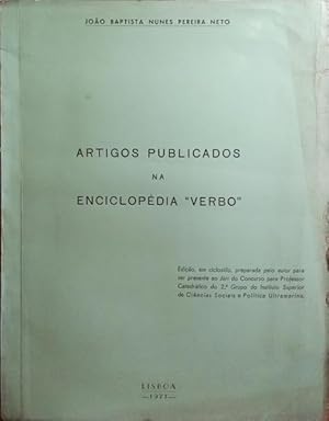 Bild des Verkufers fr ARTIGOS PUBLICADOS NA ENCICLOPDIA VERBO. zum Verkauf von Livraria Castro e Silva