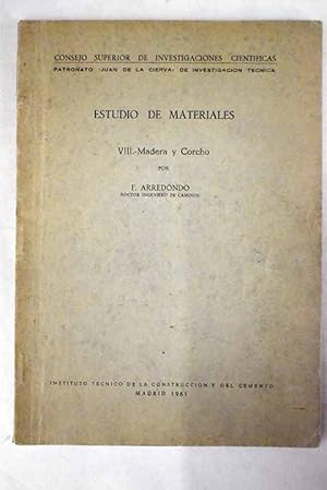 Imagen del vendedor de Estudio de materiales, VIII a la venta por Alcan Libros