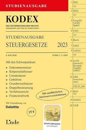 Seller image for KODEX Studienausgabe Steuergesetze 2023: Studienausgabe (Kodex des sterreichischen Rechts) for sale by Rheinberg-Buch Andreas Meier eK