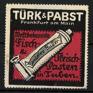 Immagine del venditore per Reklamemarke Fisch- und Fleischpasten der Firma Trk, Pabst, Frankfurt / Main, Tube Sardellen-Butter venduto da Bartko-Reher