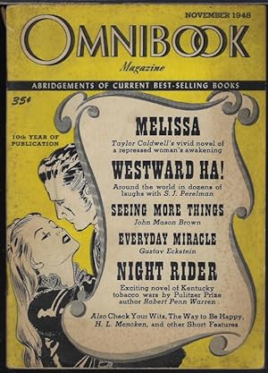 Image du vendeur pour OMNIBOOK Magazine: November, Nov. 1948 ("Melissa"; "Westward Ha!"; "Night Rider"; "Seeing More Things"; "Everyday Miracle") mis en vente par Books from the Crypt